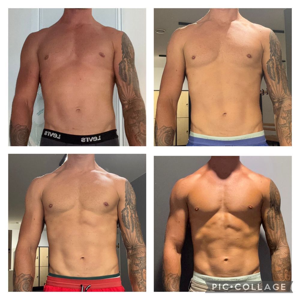Montage avant / après d'un élève coaché par MES NUTRITION, photos de face