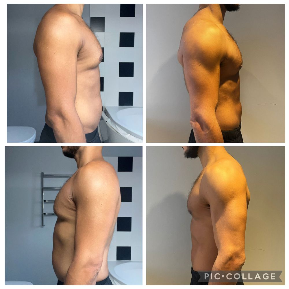 Montage avant / après d'un élève coaché par MES NUTRITION, photos de profil